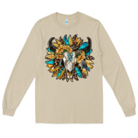 Mushroom bull skull with sunflower Long Sleeve Tee - RanaPortraitStore