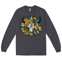 Bull Skull With Sunflower Long Sleeve Tee | Teevron