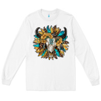 White bull skull with sunflower Long Sleeve Tee - RanaPortraitStore