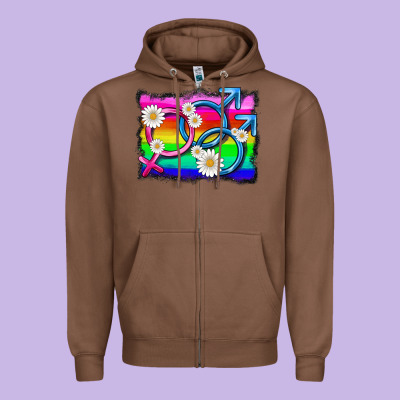 Lgbtq Gender Bisexuality Symbol Zipper Hoodie Designed By Hra Design Shop