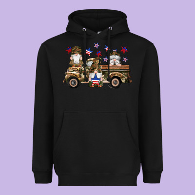 Camouflage Gnomes American Flag Star Truck Heavyweight Hoodie Designed By Artiststas