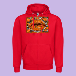 Fall Lips Zipper Hoodie Designed By Racoondesign