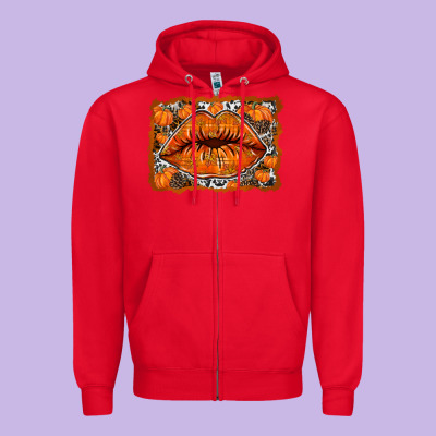 Fall Lips Zipper Hoodie Designed By Racoondesign