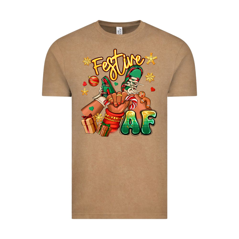 Festive Af Christmas Black Kid Sneakers Vintage Tee by RanaPortraitStore | Teevron