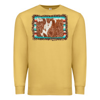 Antique Gold leopard serape cowhide  leather background Premium Sweatshirt - AdoDesignShop