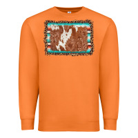 Carrot leopard serape cowhide  leather background Premium Sweatshirt - AdoDesignShop