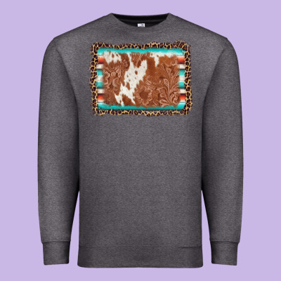 Leopard Serape Cowhide  Leather Background Premium Sweatshirt Designed By Adodesignshop