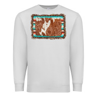 Dove Grey leopard serape cowhide  leather background Premium Sweatshirt - AdoDesignShop
