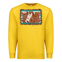 Lemon leopard serape cowhide  leather background Premium Sweatshirt - AdoDesignShop