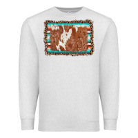 Oatmeal Heather leopard serape cowhide  leather background Premium Sweatshirt - AdoDesignShop
