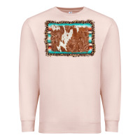 Pale Pink leopard serape cowhide  leather background Premium Sweatshirt - AdoDesignShop
