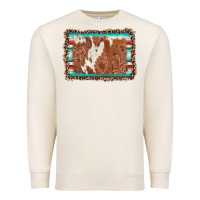 Sandshell leopard serape cowhide  leather background Premium Sweatshirt - AdoDesignShop
