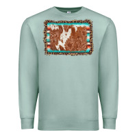 Seafoam leopard serape cowhide  leather background Premium Sweatshirt - AdoDesignShop