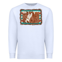 White leopard serape cowhide  leather background Premium Sweatshirt - AdoDesignShop