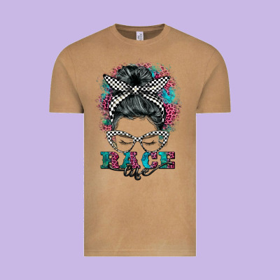 Race Life  Messy Bun Vintage Tee Designed By Barkaloodesign