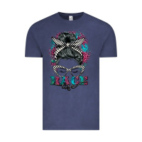 Vintage Denim race life  messy bun Vintage Tee - BarkalooDesign