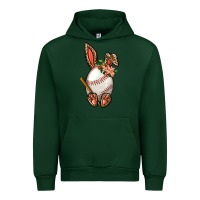 Forest Green Baseball Easter Bunny Urban Hoodie - BundleAndBundleShop