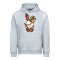 Heather Grey Baseball Easter Bunny Urban Hoodie - BundleAndBundleShop