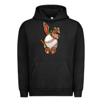 Pigment Black Baseball Easter Bunny Urban Hoodie - BundleAndBundleShop