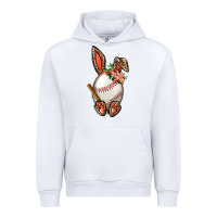 White Baseball Easter Bunny Urban Hoodie - BundleAndBundleShop