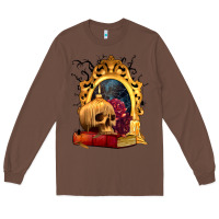 Chestnut Halloween Skull Candles and Roses Long Sleeve Tee - texasbilliewilder