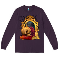 Plum Halloween Skull Candles and Roses Long Sleeve Tee - texasbilliewilder