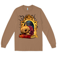 Toasted Coconut Halloween Skull Candles and Roses Long Sleeve Tee - texasbilliewilder