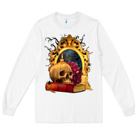 Halloween Skull Candles And Roses Long Sleeve Tee | Teevron