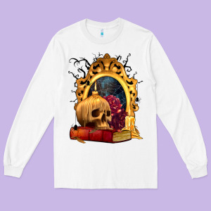 Halloween Skull Candles And Roses Long Sleeve Tee Designed By Texasbilliewilder