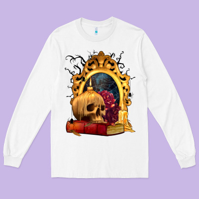 Halloween Skull Candles And Roses Long Sleeve Tee Designed By Texasbilliewilder