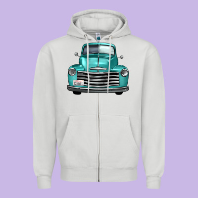 Western Truck Front View Zipper Hoodie Designed By Fadigitalartstudio