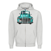 Dove Grey western truck front view Zipper Hoodie - FaDigitalArtStudio