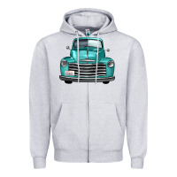 Heather Grey western truck front view Zipper Hoodie - FaDigitalArtStudio