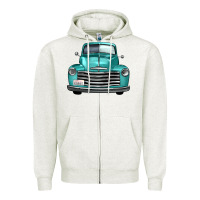 Oatmeal Heather western truck front view Zipper Hoodie - FaDigitalArtStudio