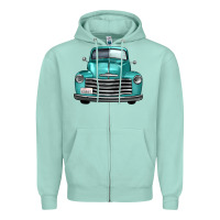 Seafoam western truck front view Zipper Hoodie - FaDigitalArtStudio