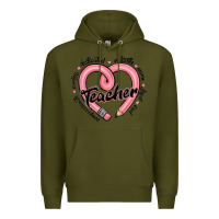 Army Green valentine's day pencil heart teacher quotes Premium Hoodie - MaliasSmallBusiness