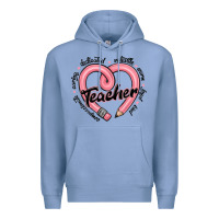 Colony Blue valentine's day pencil heart teacher quotes Premium Hoodie - MaliasSmallBusiness