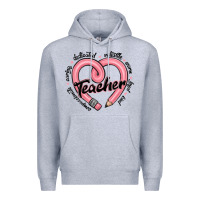 Heather Grey valentine's day pencil heart teacher quotes Premium Hoodie - MaliasSmallBusiness
