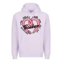 Lilac valentine's day pencil heart teacher quotes Premium Hoodie - MaliasSmallBusiness
