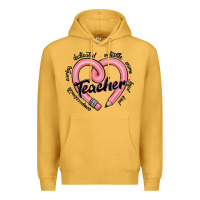 Mustard valentine's day pencil heart teacher quotes Premium Hoodie - MaliasSmallBusiness