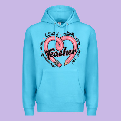 Valentine's Day Pencil Heart Teacher Quotes Premium Hoodie Designed By Maliassmallbusiness