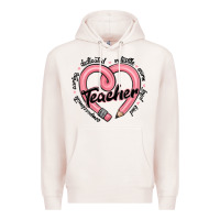 Pale Pink valentine's day pencil heart teacher quotes Premium Hoodie - MaliasSmallBusiness
