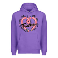 Purple valentine's day pencil heart teacher quotes Premium Hoodie - MaliasSmallBusiness