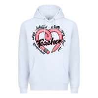 White valentine's day pencil heart teacher quotes Premium Hoodie - MaliasSmallBusiness