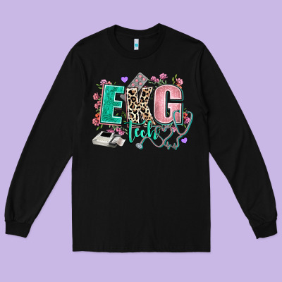 Ekg Tech Long Sleeve Tee Designed By Adodesignshop