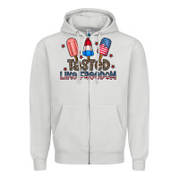 Dove Grey tasted like freedom Zipper Hoodie - CowhideDigitalArt