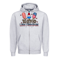 Heather Grey tasted like freedom Zipper Hoodie - CowhideDigitalArt