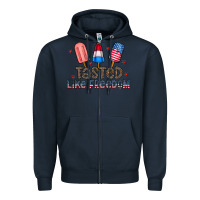 Navy tasted like freedom Zipper Hoodie - CowhideDigitalArt