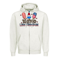 Oatmeal Heather tasted like freedom Zipper Hoodie - CowhideDigitalArt