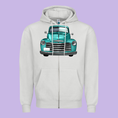 Western Truck Front View Zipper Hoodie Designed By Fadigitalartstudio